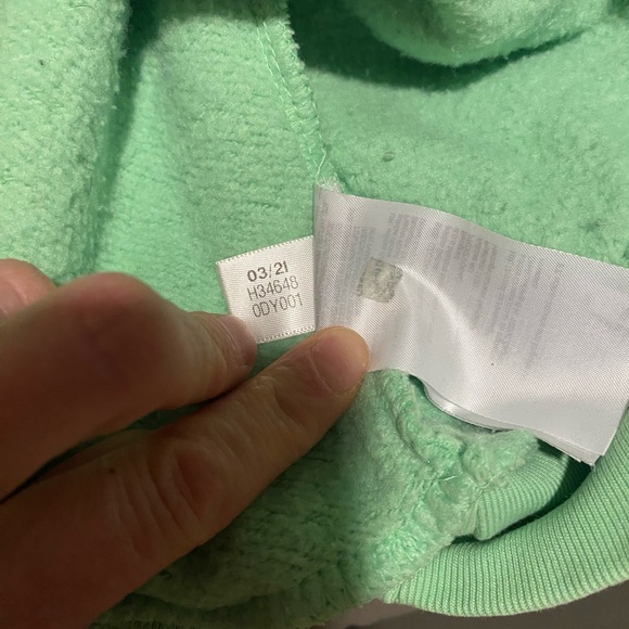 Adidas Sweatshirt Hoodie Men’s large Lime Green Primegreen Pocket Trefoil Logo - Picture 6 of 7
